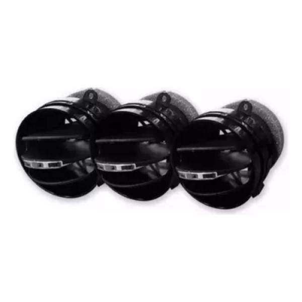 Kit 3 Difusor Ar Central Preto C/ Cromado Fiat Argo Cronos